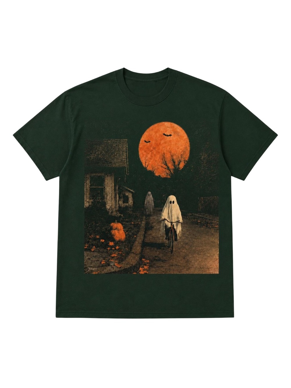 Gildan Ghost Rider Halloween Graphic Tee - Dark Green